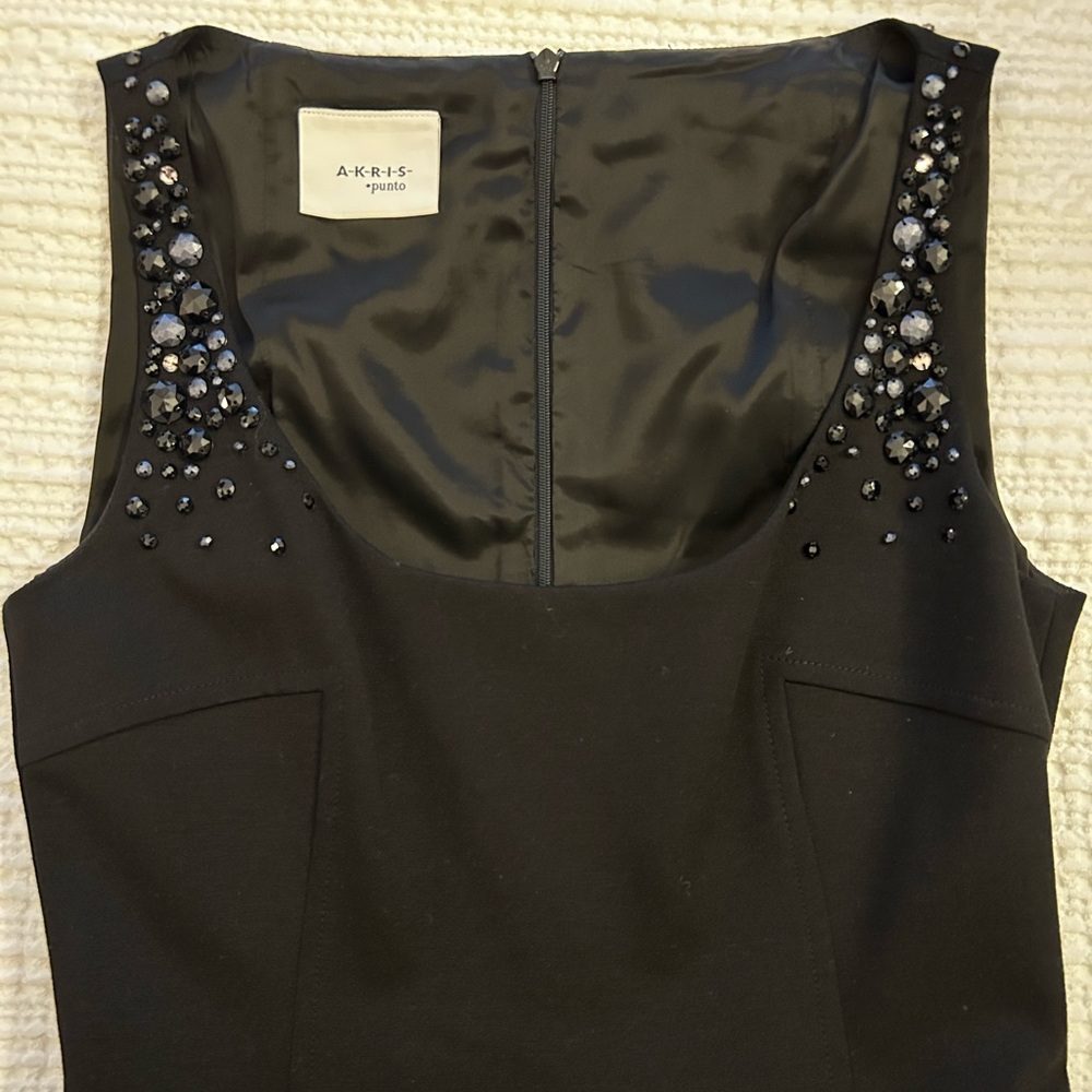 Akris Punto Sleeveless Knit Dress – Black – Beaded Shoulder Detail – Size 4 - Picture 4 of 11